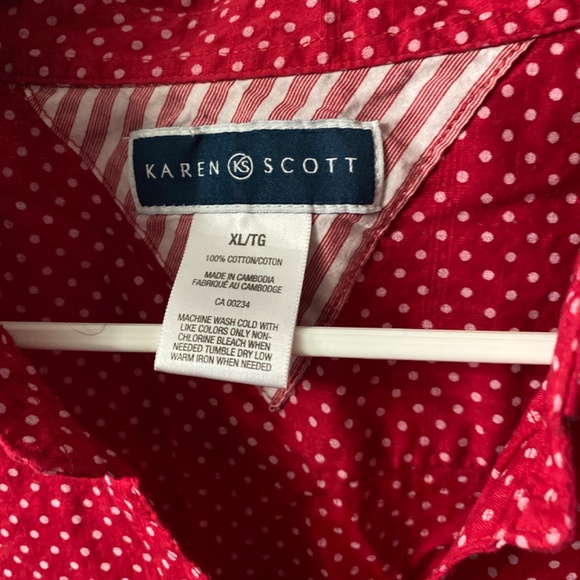 Karen Scott Polka dot Red blouse size XL - Picture 3 of 3